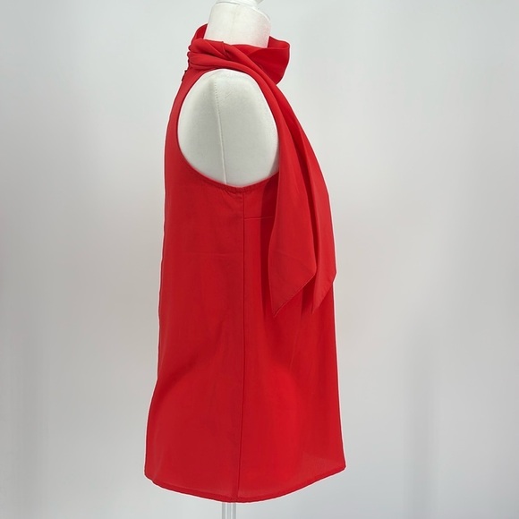 Banana Republic Factory Tie Neck Halter Top Women’s Size XS in Bright Red Orange - Picture 4 of 7
